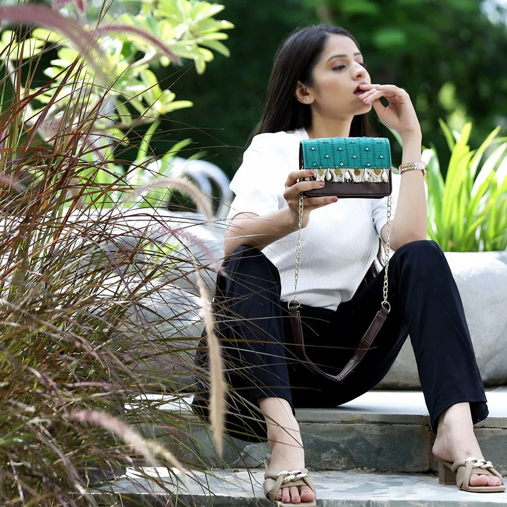 Forest Green Boho Affair Sling and waist Bag