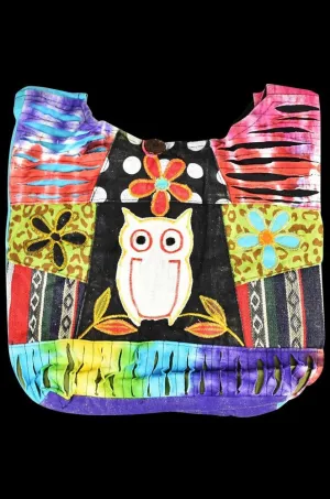 Forest Wildflower Owl Razor Cut Bag