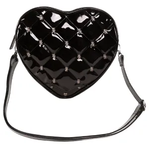 Frankenstein Studded Black Quilted Heart Shoulder Bag
