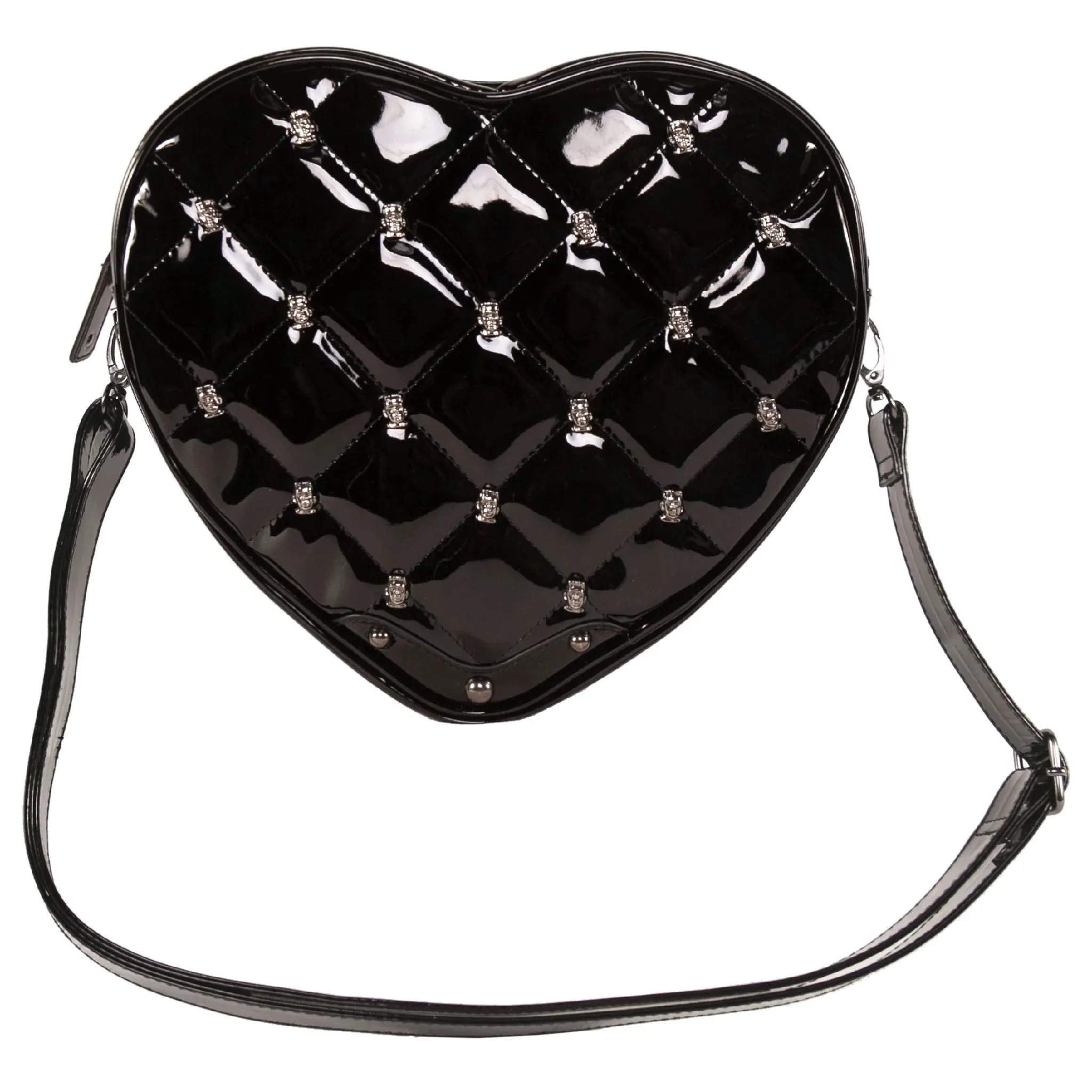 Frankenstein Studded Black Quilted Heart Shoulder Bag