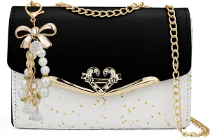 FuninCrea Shoulder Bag for Women, Leather Chain Strap Crossbody Bags Ladies Trendy Large Handbags Womens Purses Sling Bag