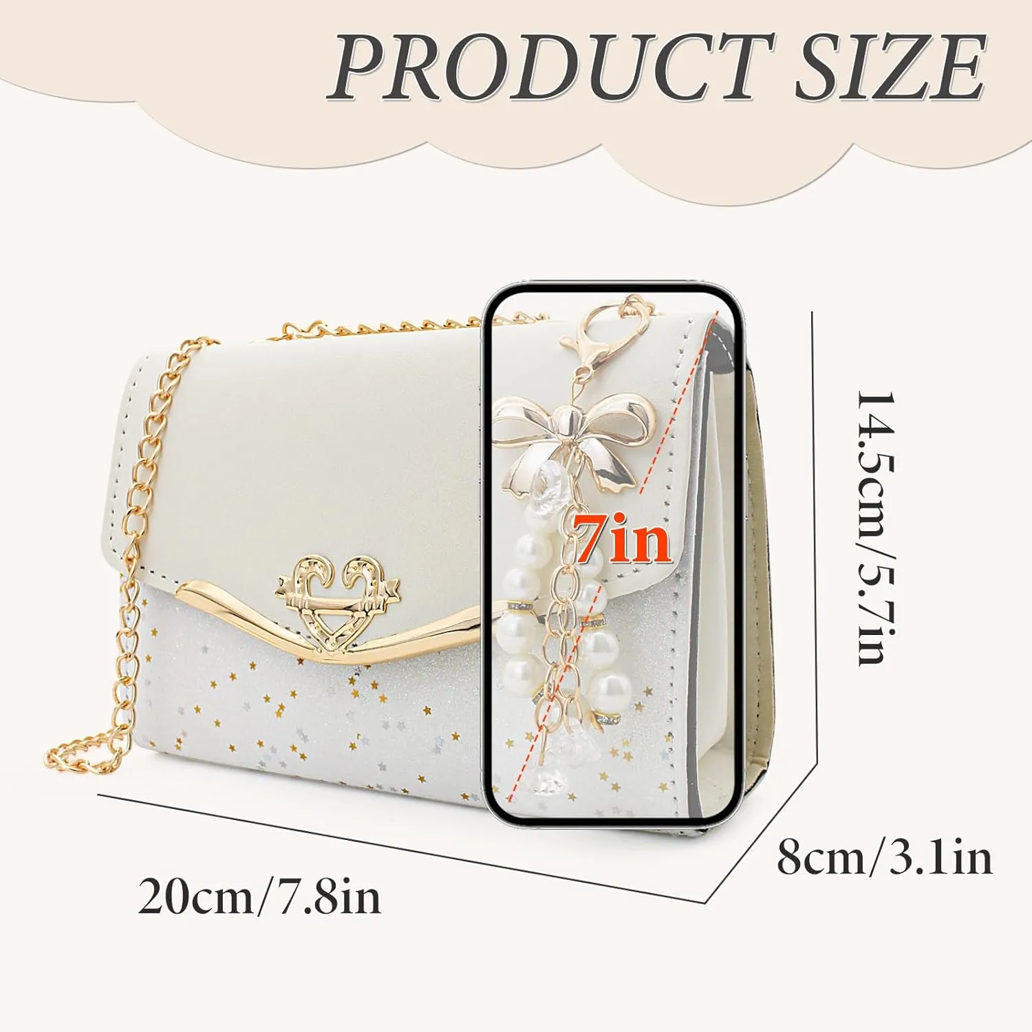 FuninCrea Shoulder Bag for Women, Leather Chain Strap Crossbody Bags Ladies Trendy Large Handbags Womens Purses Sling Bag