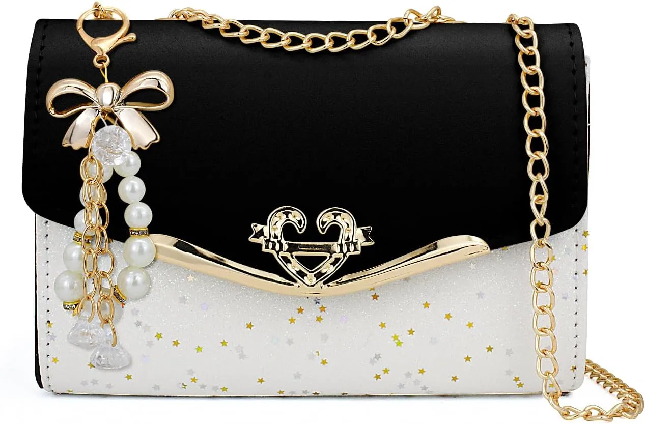 FuninCrea Shoulder Bag for Women, Leather Chain Strap Crossbody Bags Ladies Trendy Large Handbags Womens Purses Sling Bag