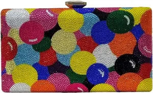 Funny Colourful Balloons Rhinestone Handbag Unique Women Party Bags Formal Prom Crystal Clutch Purse Colorful, Colourful