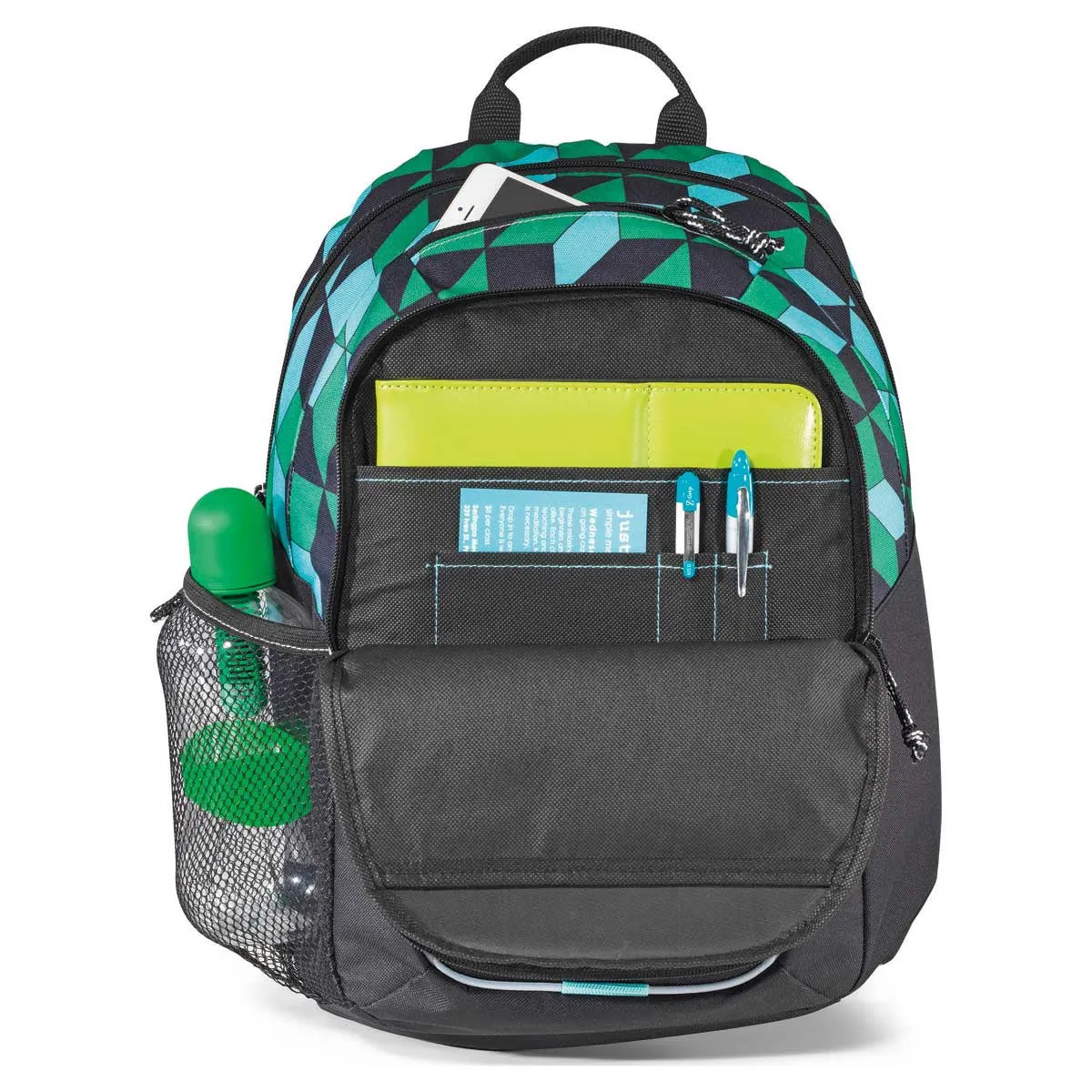 Gemline Black/Blue & Green Pattern Mission Backpack