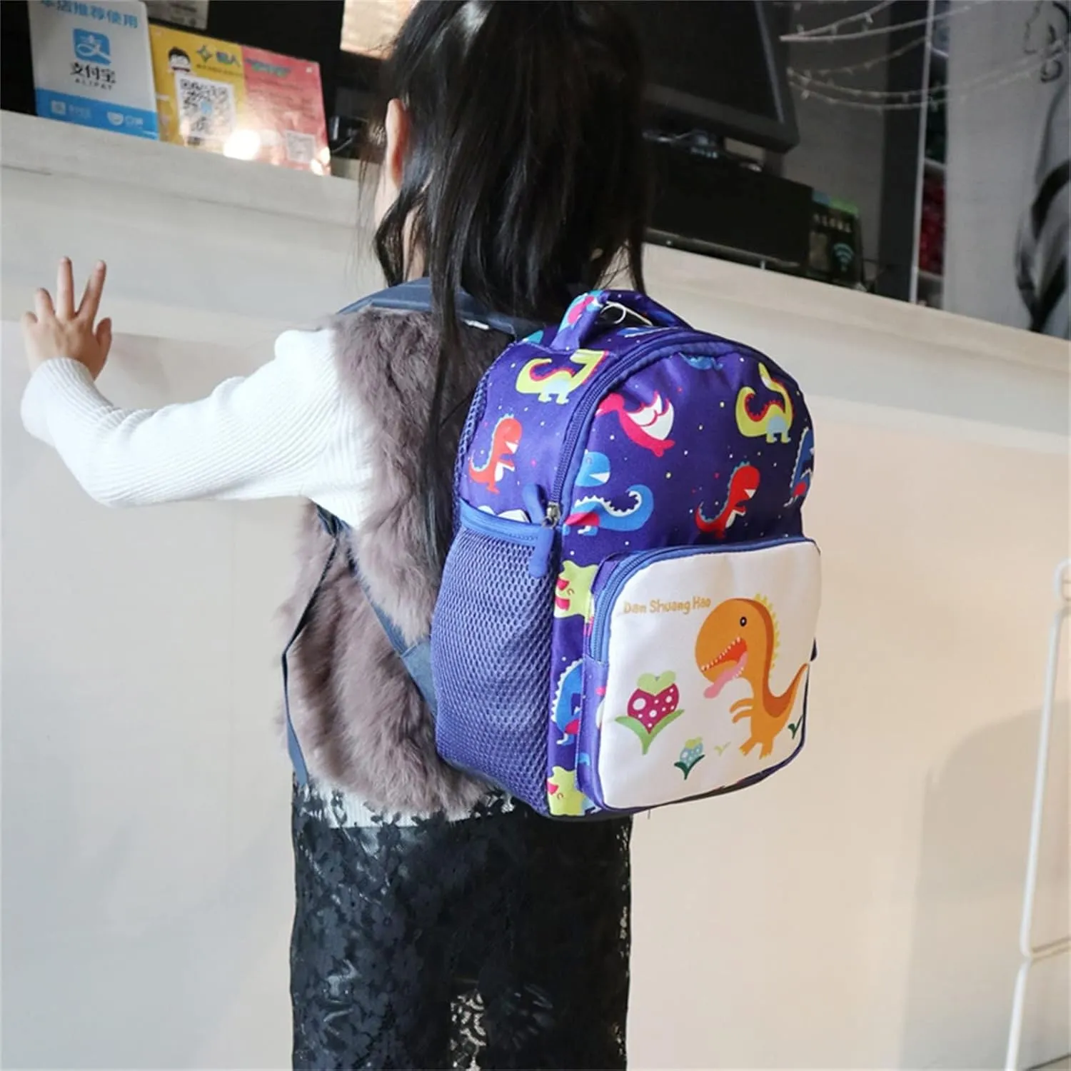 Generisch Bag Women's Travel Backpack Hand Luggage Aeroplane School Season Student Backpack Funny Cute Dinosaur Pattern Colourful Fashion Children's Cartoon School Backpack Women's Waterproof