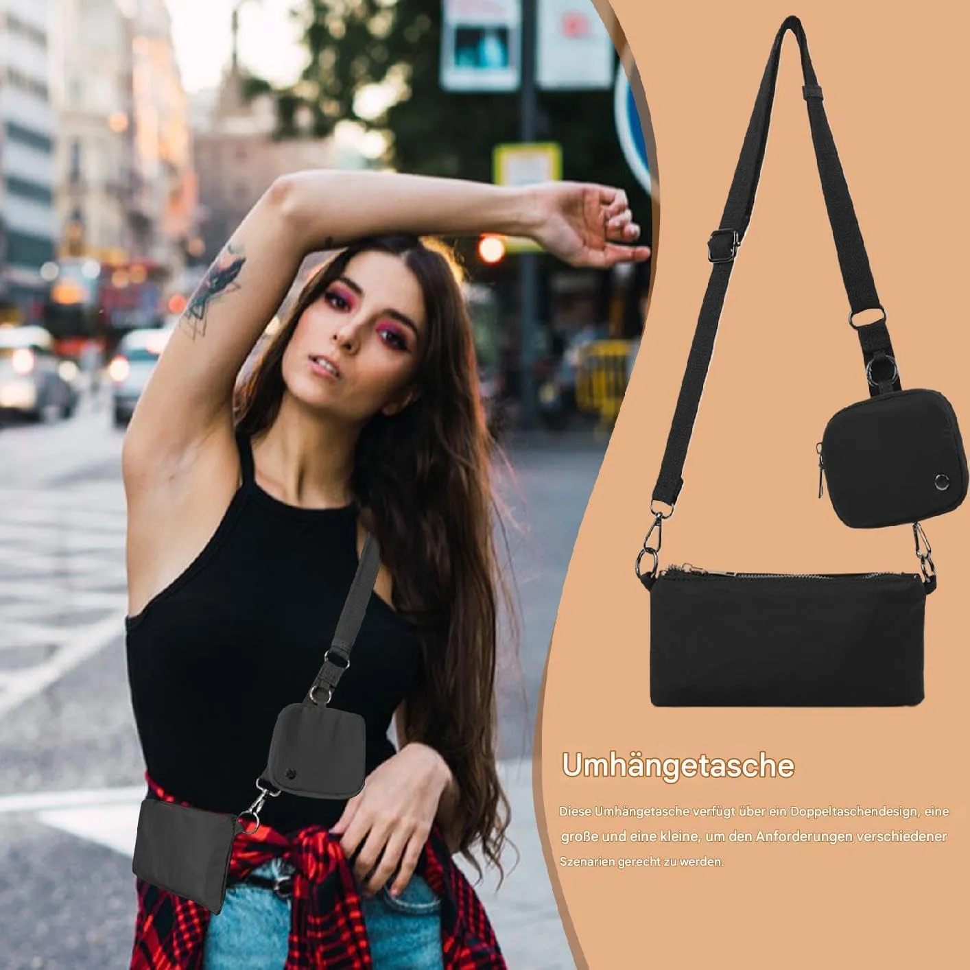 Generisch Shoulder Bag for Books, Canvas Handbags Set, Women's Canvas Bags, Adjustable Tote Bag, Tote Satchel for Women, Book Carrying Tote, Stylish Shoulder Bag, Multi-Purpose Tote Set