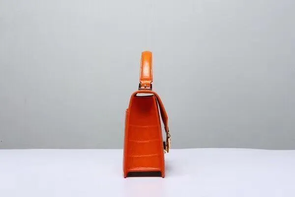 Genuine Crocodile  Leather Top Handle Cross Body Bag Orange
