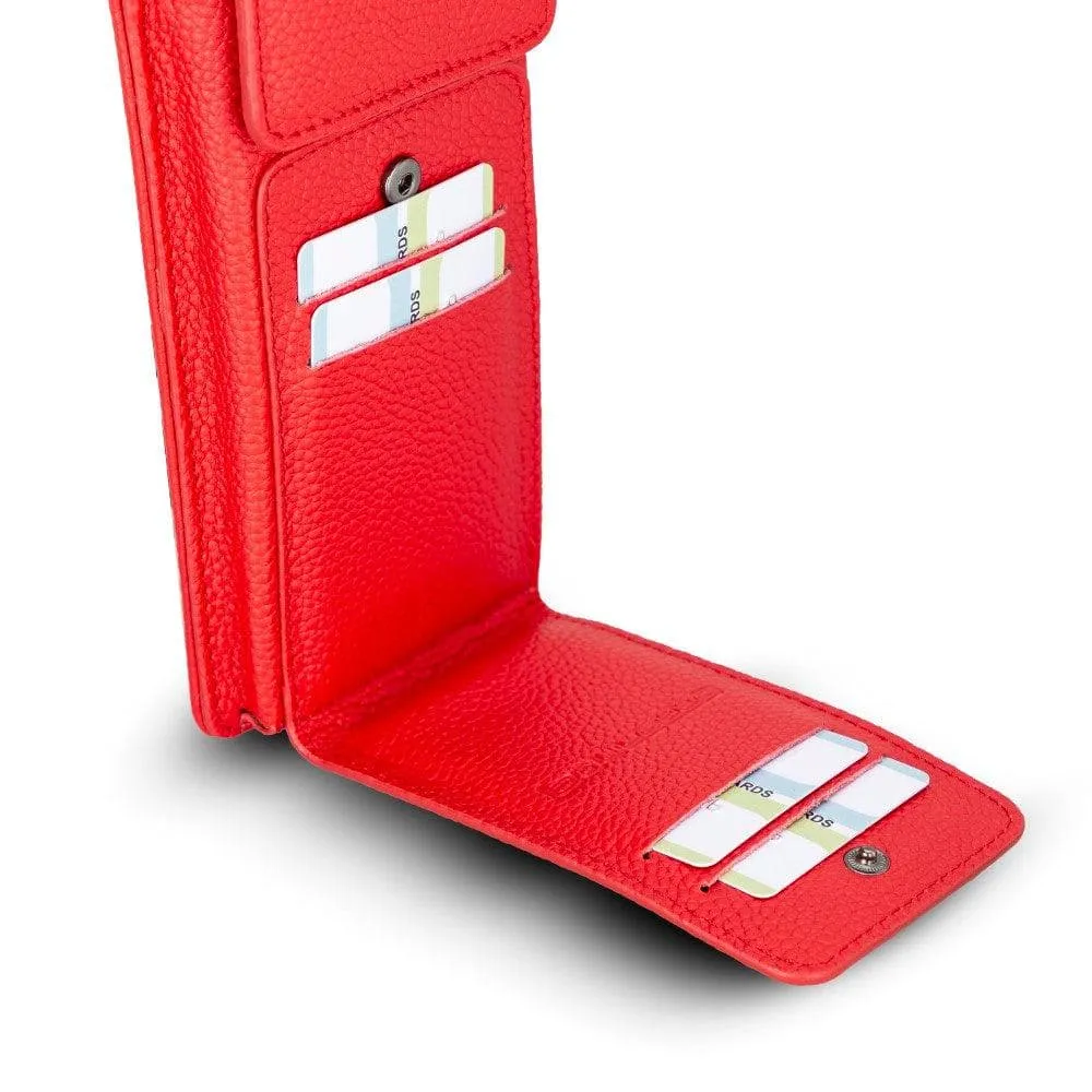 Genuine Leather Crossbody Phone Bag, Personalization Cellphone Purse, iPhone Card Holder Wallet, Best Leather Cross Body Phone Pouch