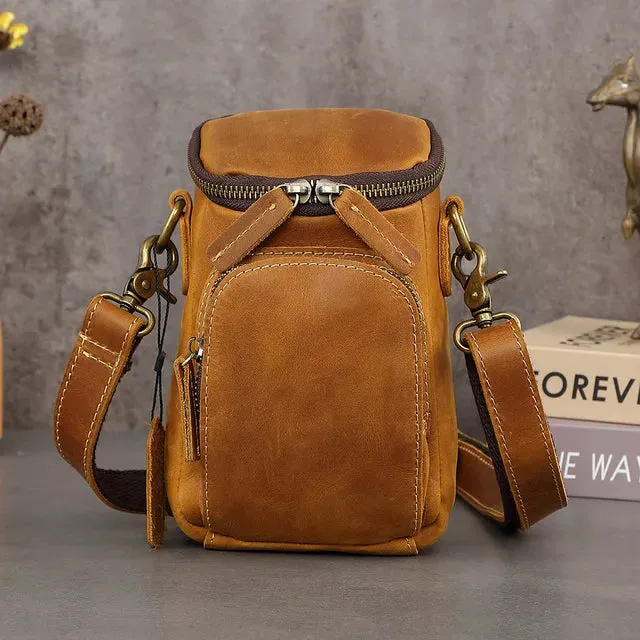 Genuine Leather Men Crossbody Bags Vintage Waist Pack Shoulder Handbags For Male Sling Purse Messenger Flap Belt Clutch JYY1239