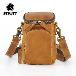 Genuine Leather Men Crossbody Bags Vintage Waist Pack Shoulder Handbags For Male Sling Purse Messenger Flap Belt Clutch JYY1239