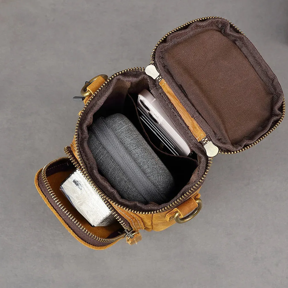 Genuine Leather Men Crossbody Bags Vintage Waist Pack Shoulder Handbags For Male Sling Purse Messenger Flap Belt Clutch JYY1239