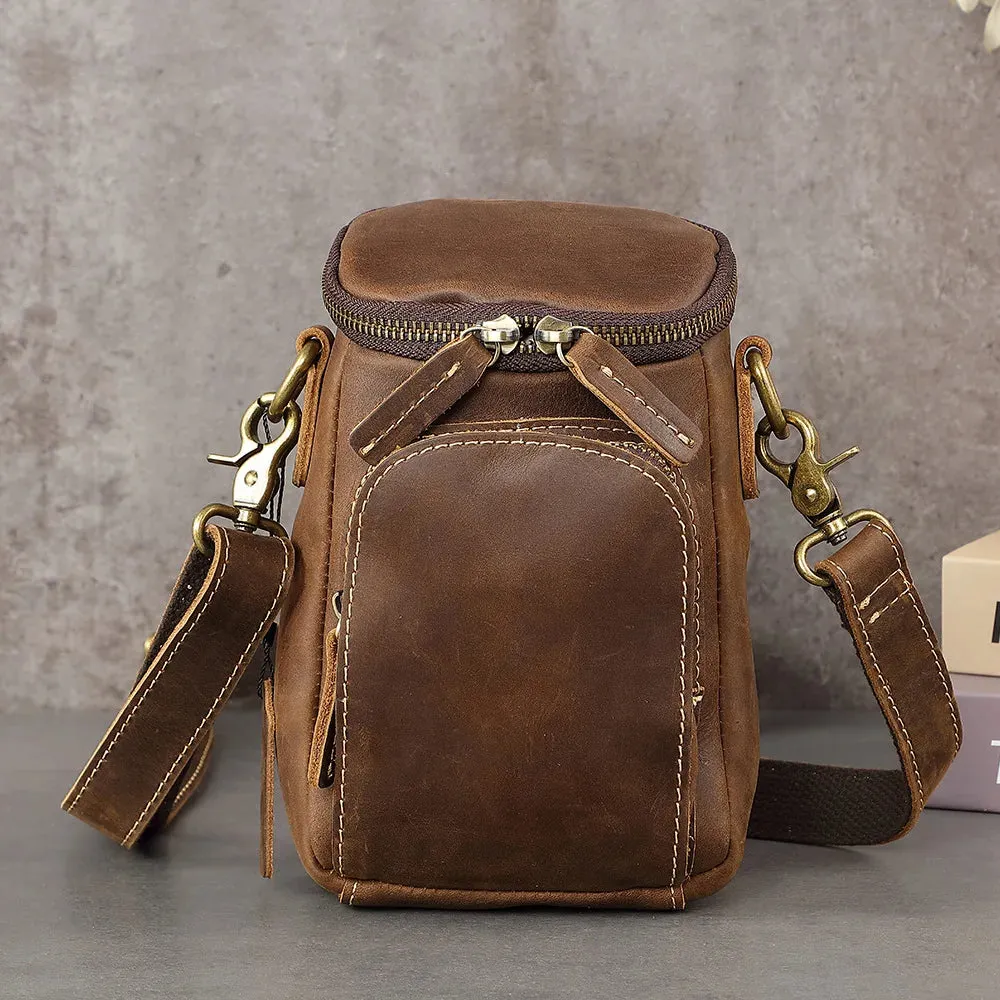 Genuine Leather Men Crossbody Bags Vintage Waist Pack Shoulder Handbags For Male Sling Purse Messenger Flap Belt Clutch JYY1239