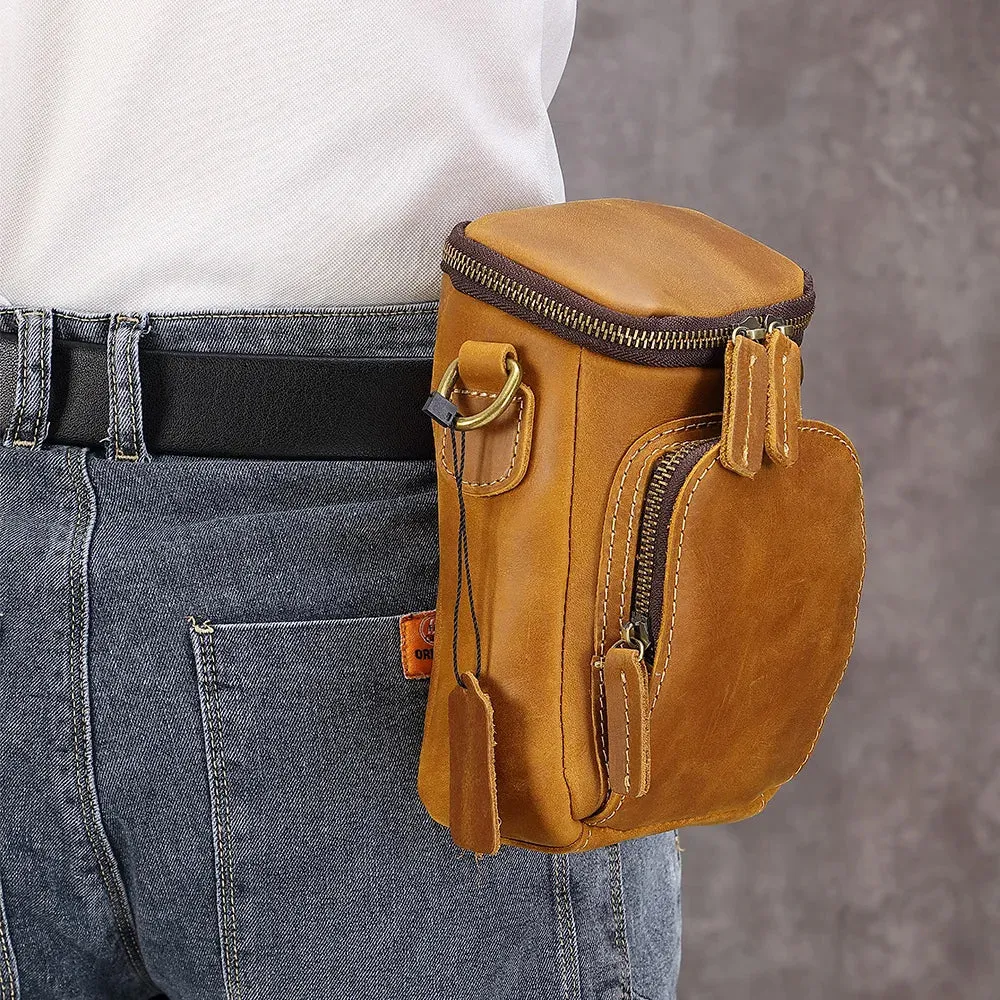 Genuine Leather Men Crossbody Bags Vintage Waist Pack Shoulder Handbags For Male Sling Purse Messenger Flap Belt Clutch JYY1239