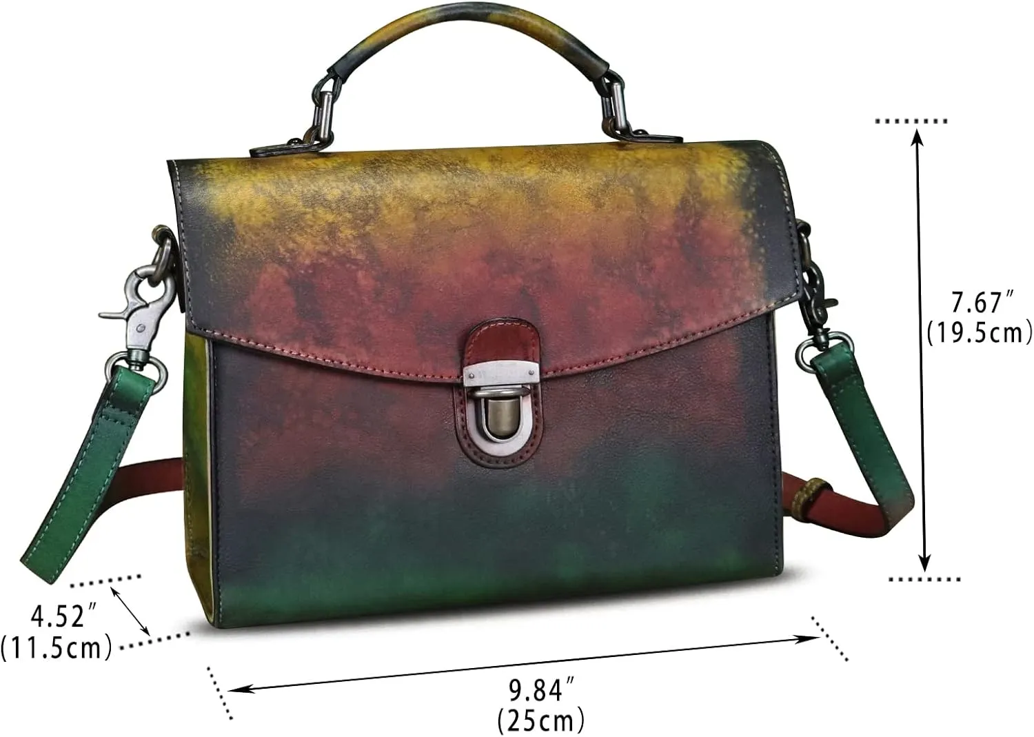 Genuine Leather Satchel Purse for Women Vintage Handmade Top Handle Handbag Retro Designer Crossbody Bags