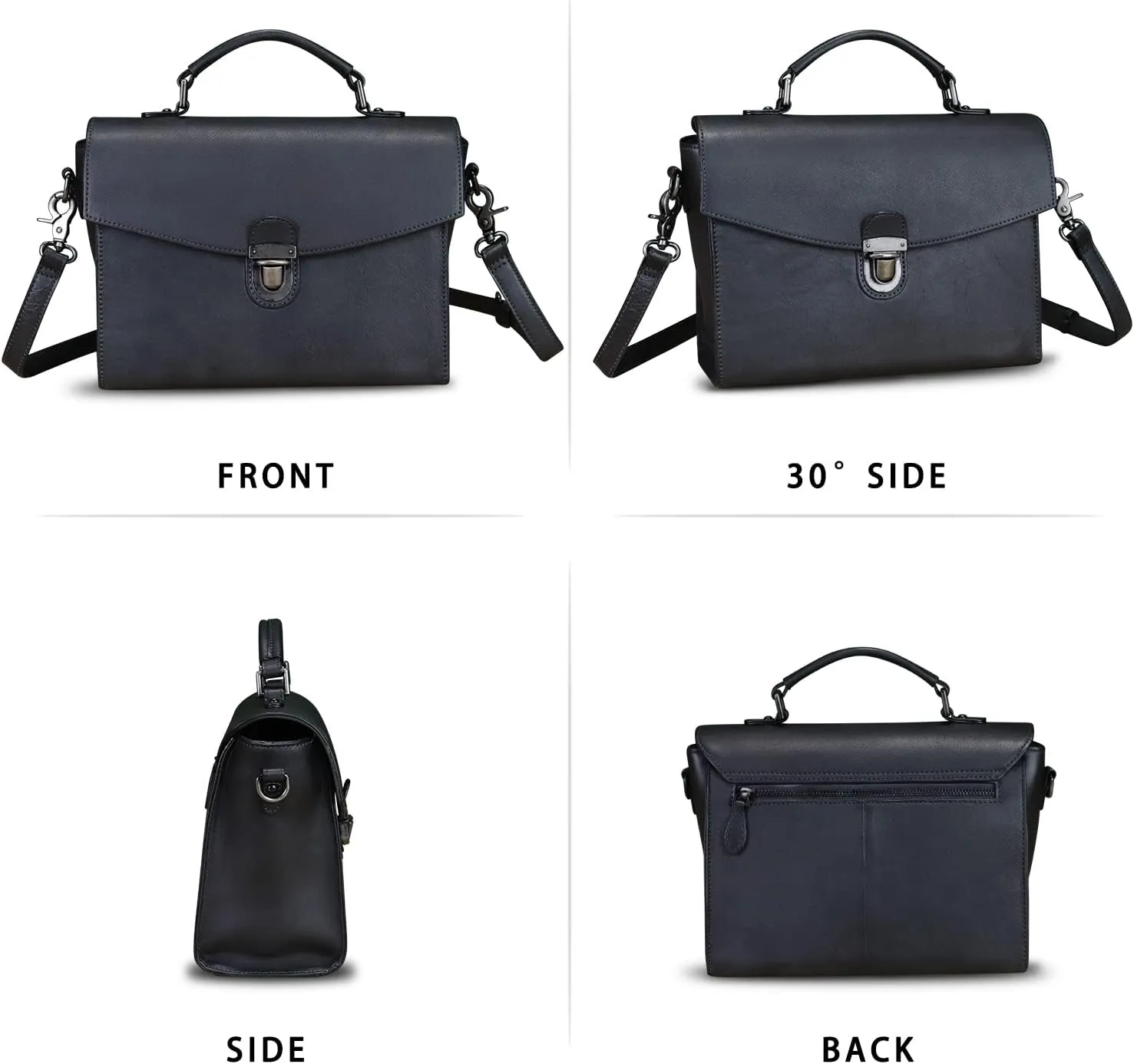 Genuine Leather Satchel Purse for Women Vintage Handmade Top Handle Handbag Retro Designer Crossbody Bags
