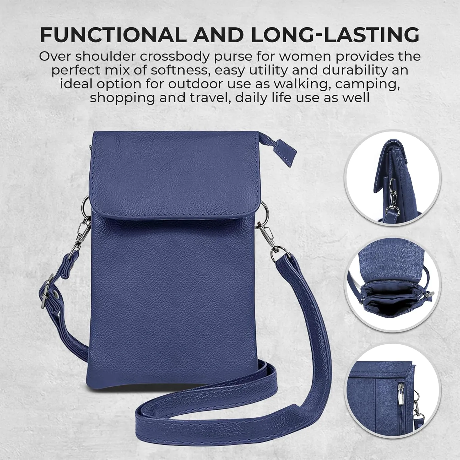 Genuine Leather Small Crossbody Phone Purse for women  Lightweight, Stylish,Durable and Spacious with Adjustable Strap