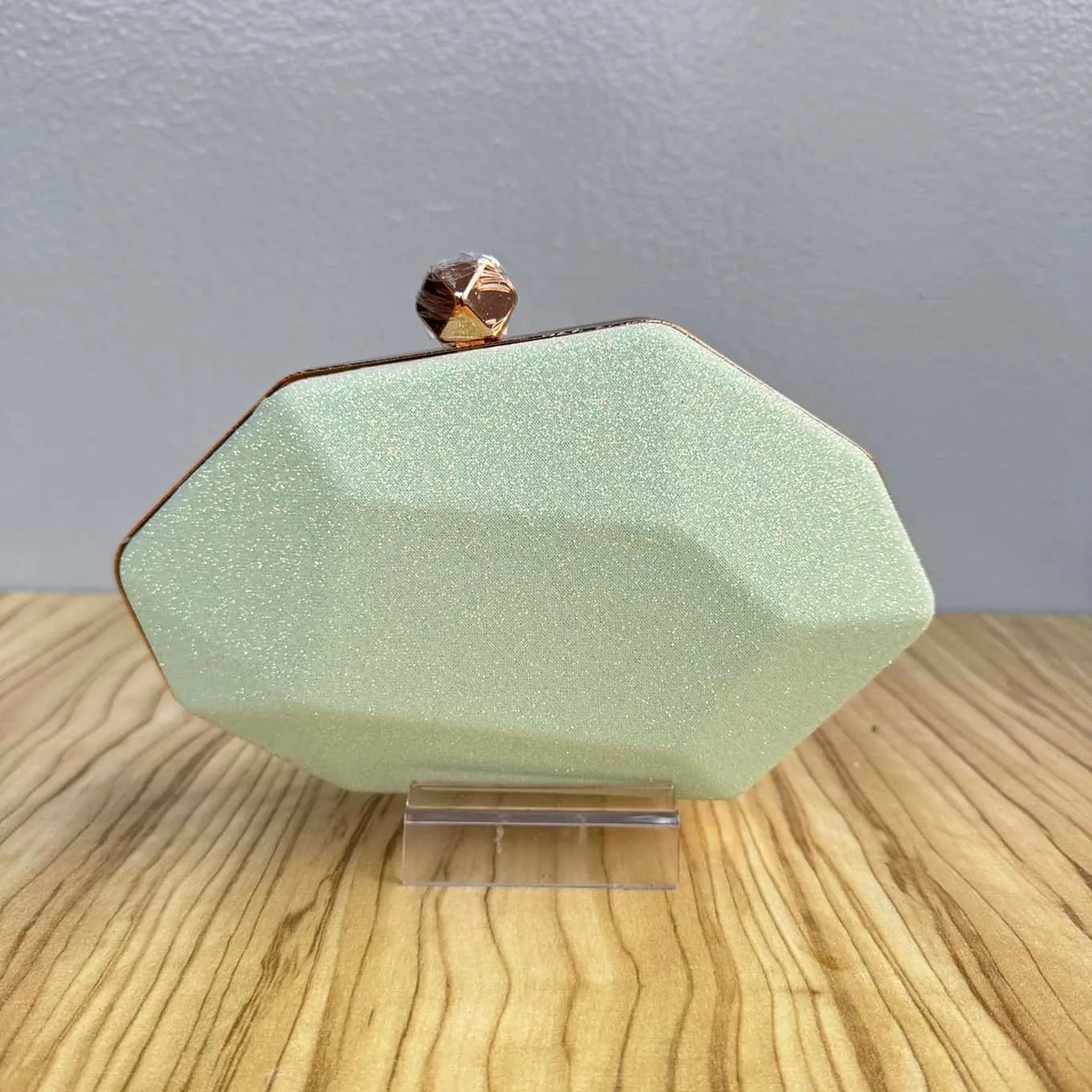Geometric Iridescent Shimmer Clutch Purse