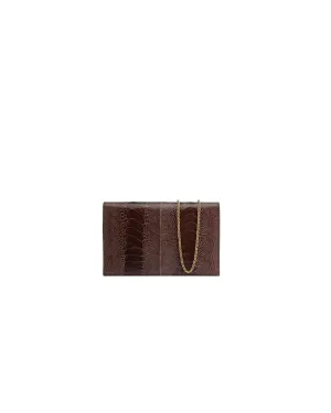 Glossed Aubergine Ostrich Shin | 'Isandla' Clutch