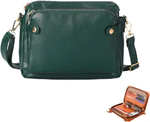 Gpmsign Crossbody Bag, Crossbody Leather Shoulder Bags and Clutches for Women 3 Layer Crossbody Handbags Adjustable