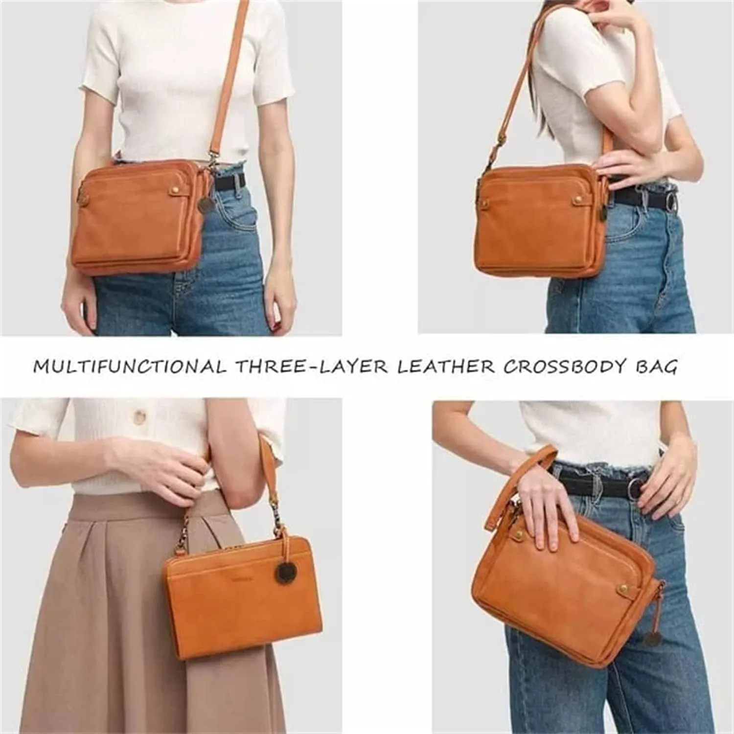 Gpmsign Fashion Anti Theft Leather Bag - 3 Layer Crossbody PU Leather Shoulder Bags and Clutches for Women - Green