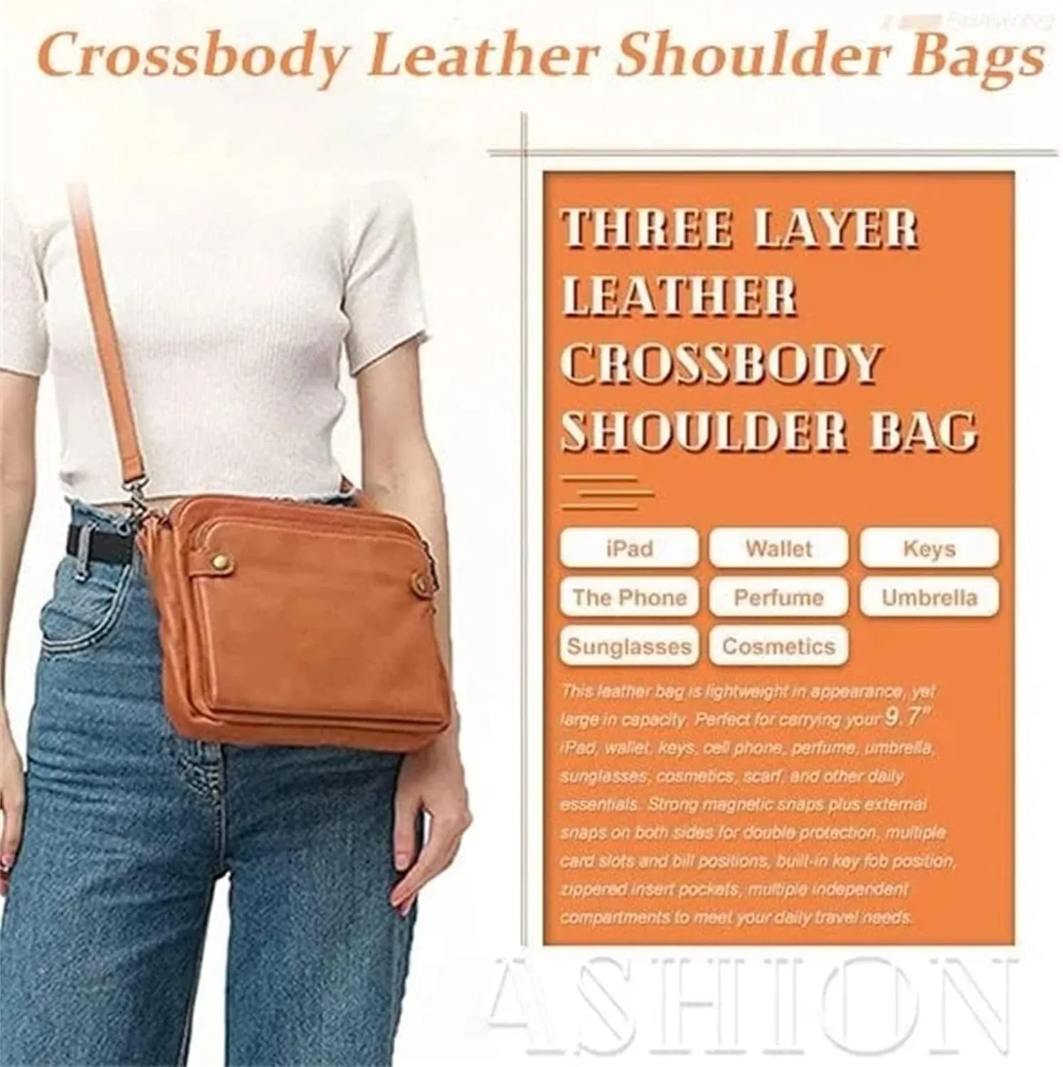 Gpmsign Fashion Anti Theft Leather Bag - 3 Layer Crossbody PU Leather Shoulder Bags and Clutches for Women - Green