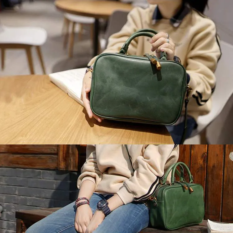 Green Leather Small Over the Shoulder Purse Bags Crossbody Handbags for Ladies