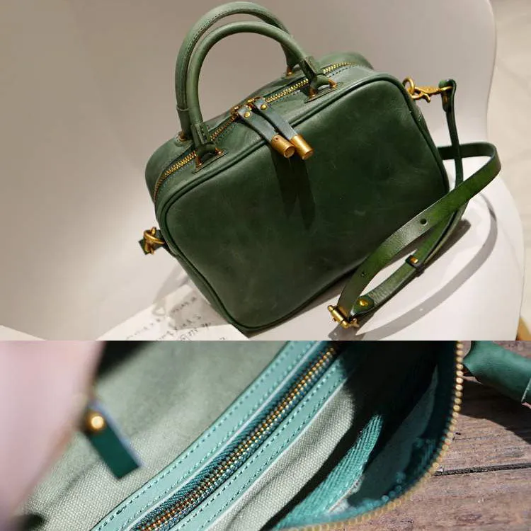 Green Leather Small Over the Shoulder Purse Bags Crossbody Handbags for Ladies