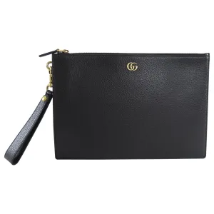 Gucci 2019 Marmont Black Leather GG Portfolio Clutch Bag