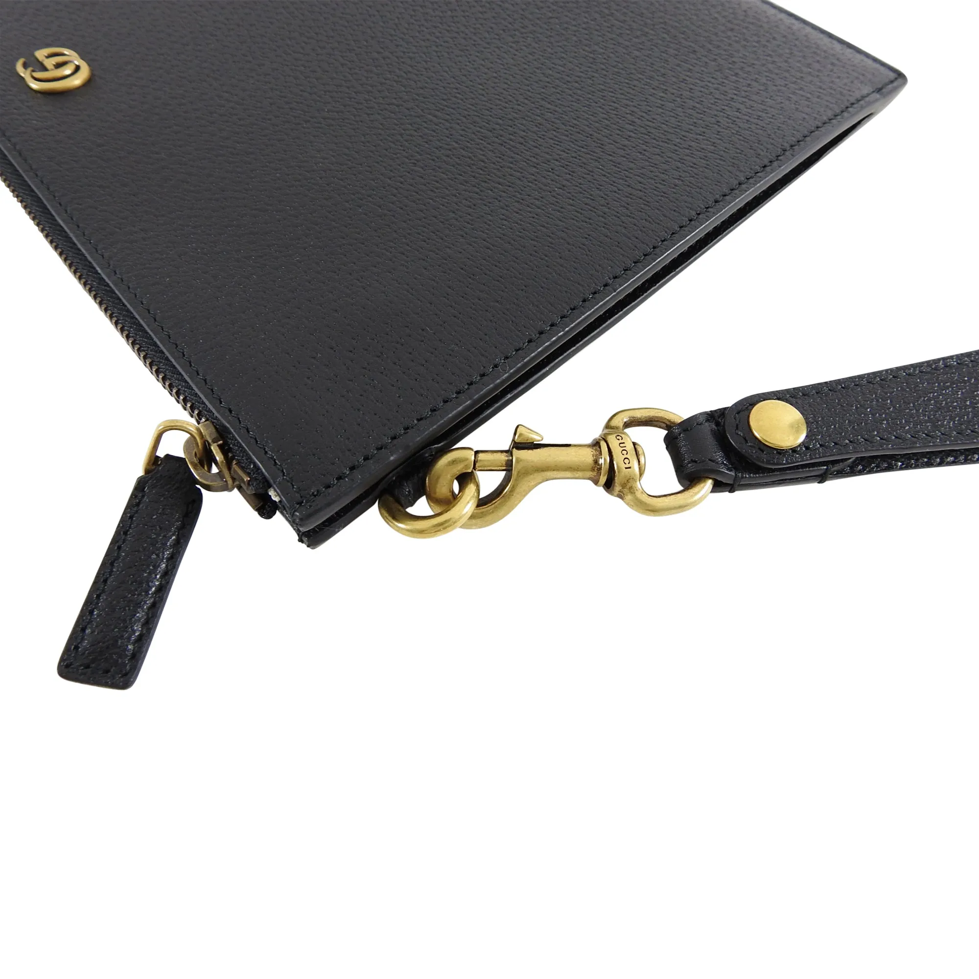 Gucci 2019 Marmont Black Leather GG Portfolio Clutch Bag