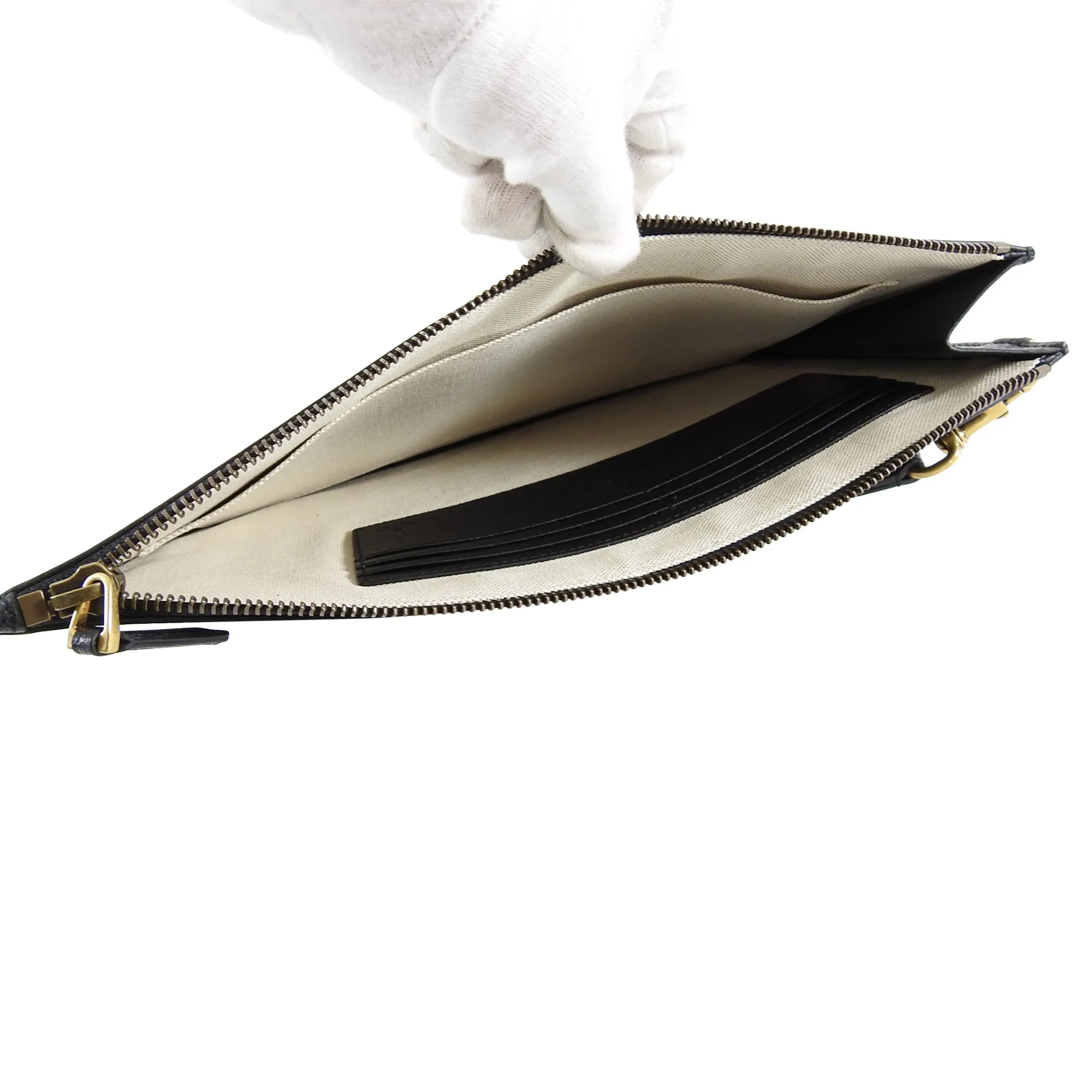 Gucci 2019 Marmont Black Leather GG Portfolio Clutch Bag
