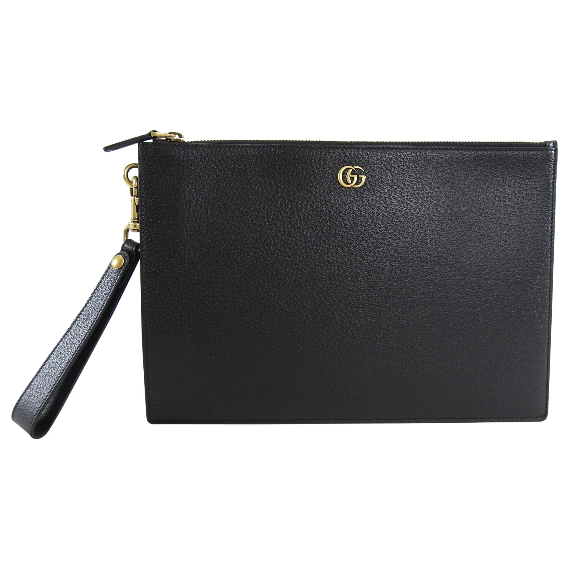 Gucci 2019 Marmont Black Leather GG Portfolio Clutch Bag