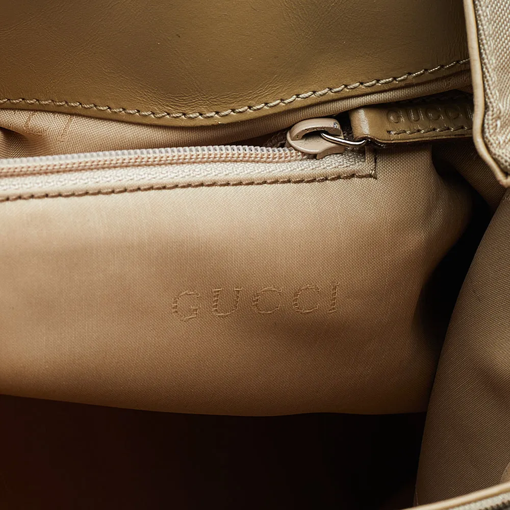 Gucci Beige Canvas and Leather Double Pocket Tote