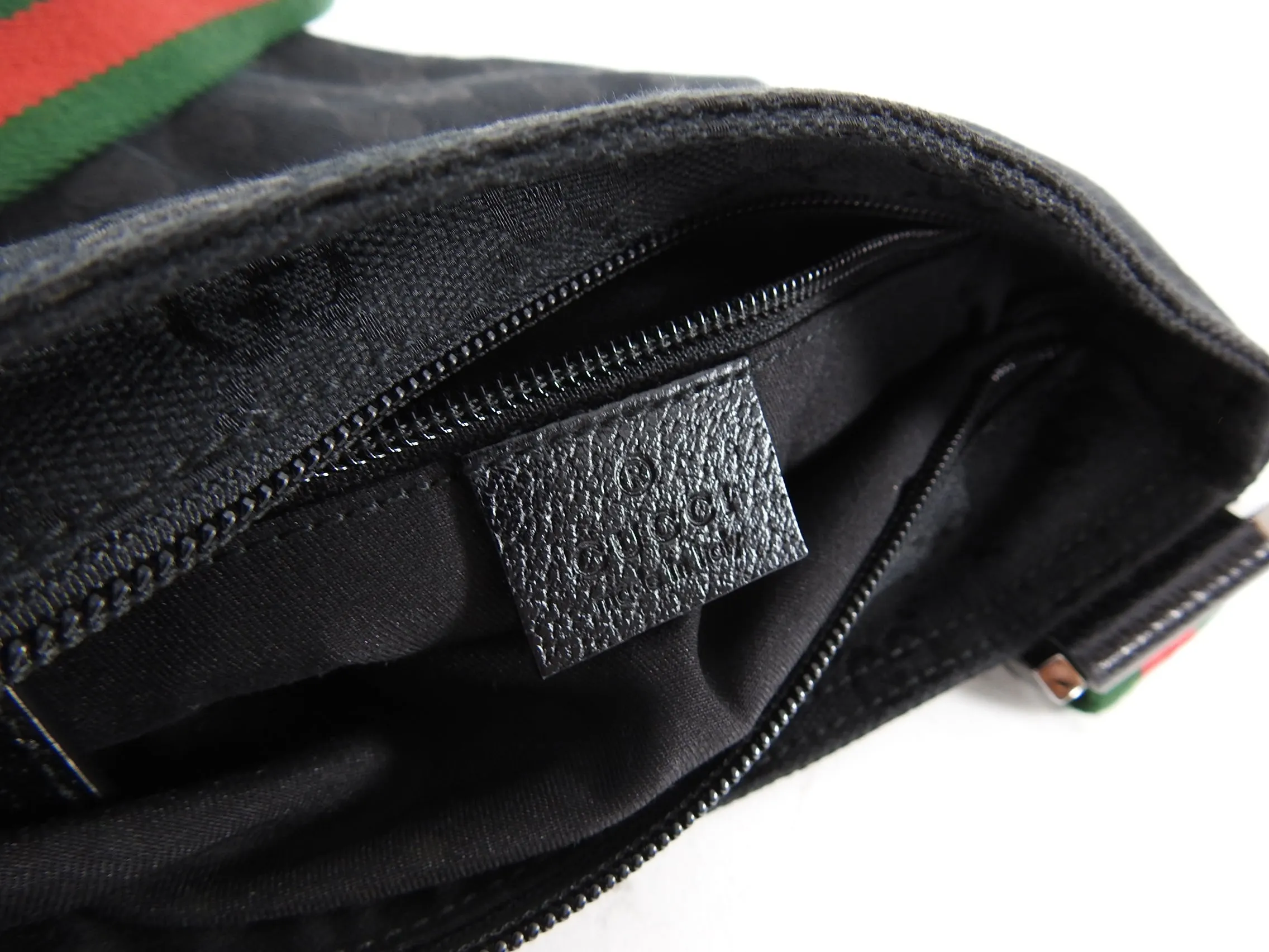 Gucci Black Monogram Canvas Web Stripe Messenger Bag