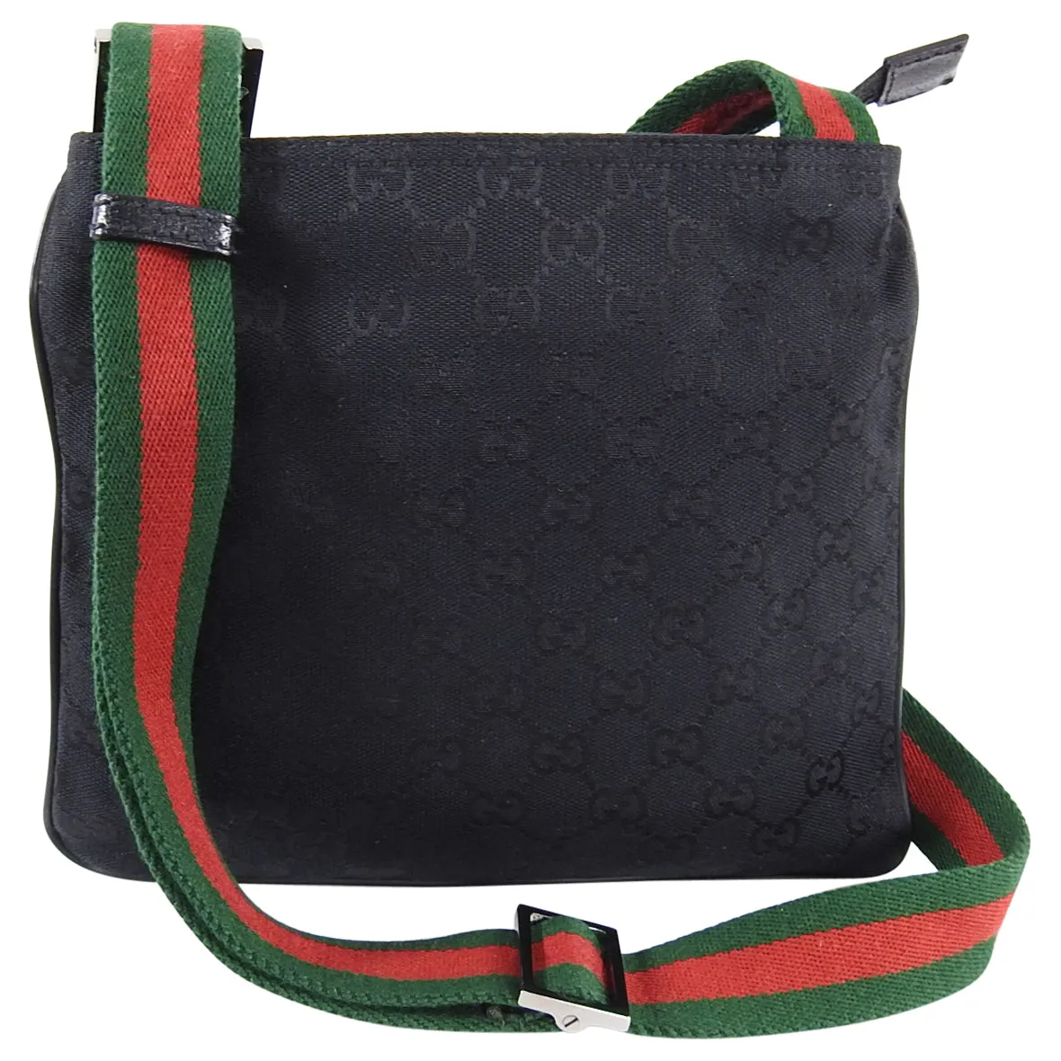 Gucci Black Monogram Canvas Web Stripe Messenger Bag