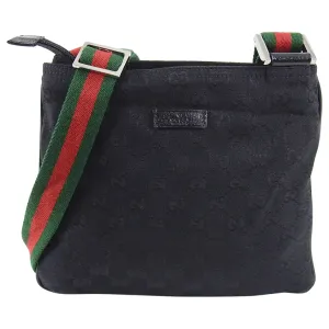 Gucci Black Monogram Canvas Web Stripe Messenger Bag