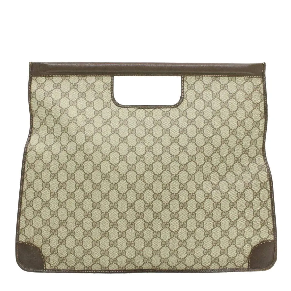 GUCCI GG Canvas Flat Hand Bag PVC Leather