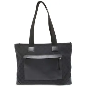 Gucci GG Canvas Tote Bag Black 34339 Canvas Leather