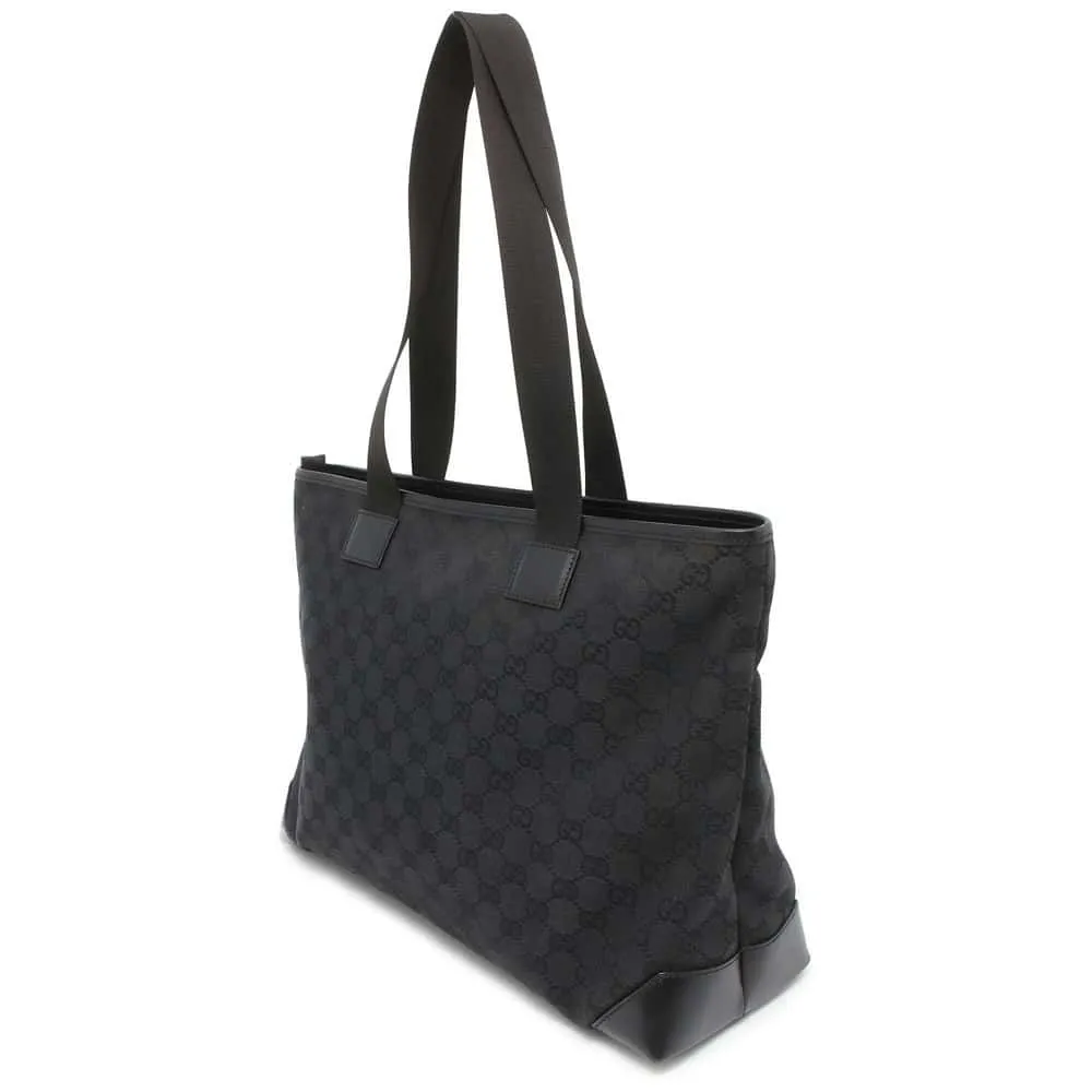 Gucci GG Canvas Tote Bag Black 34339 Canvas Leather
