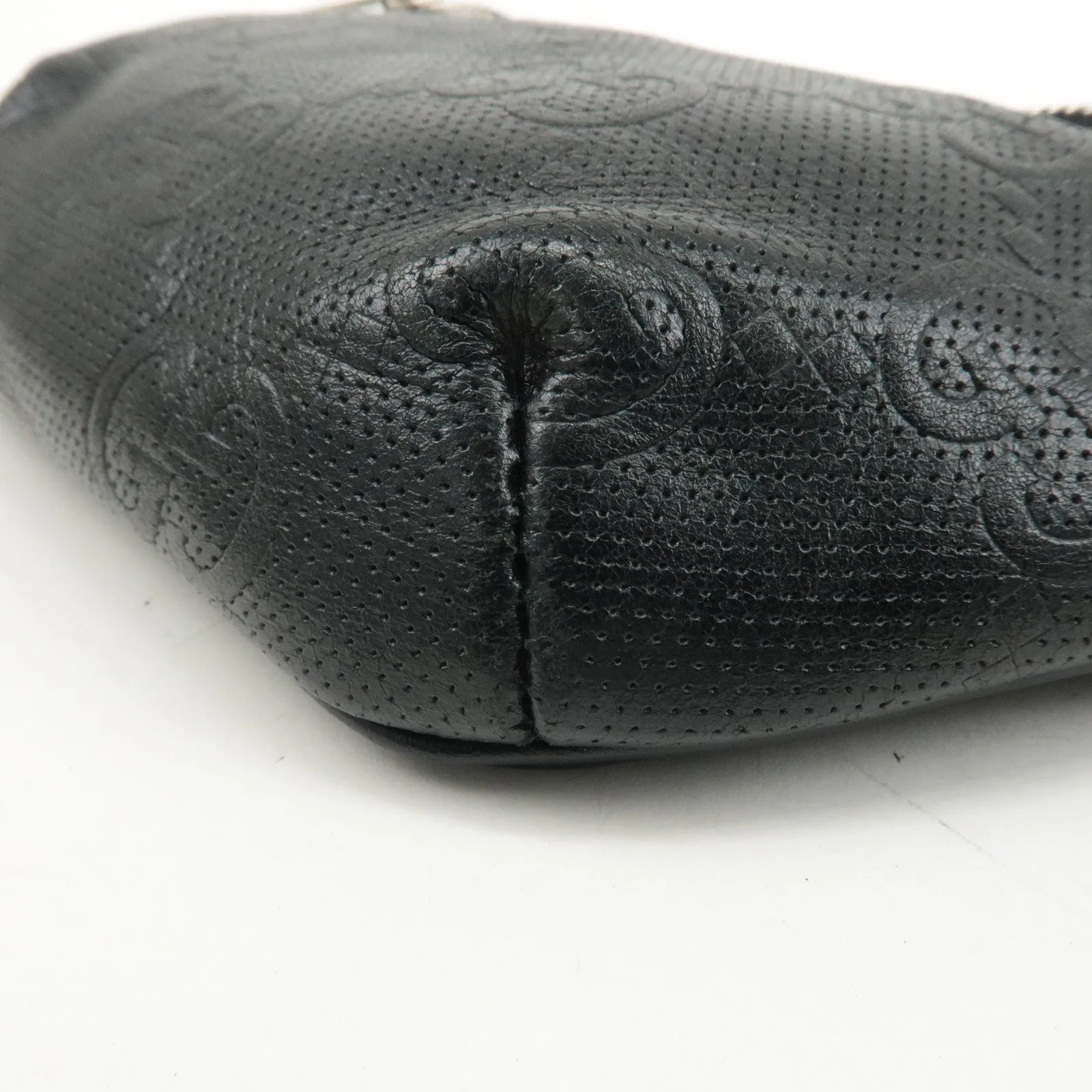 GUCCI GG Embossed Leather Small Waist Bag Black 658582 Used