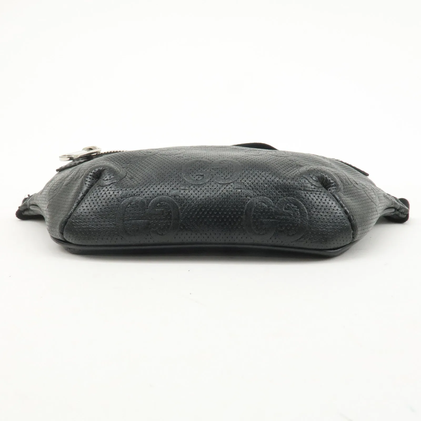 GUCCI GG Embossed Leather Small Waist Bag Black 658582 Used