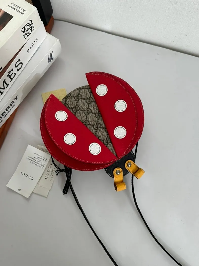 Gucci Monogram Ladybirds Red Shoulder Bag