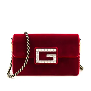 Gucci Red Velvet Crystal Square G Crossbody Bag