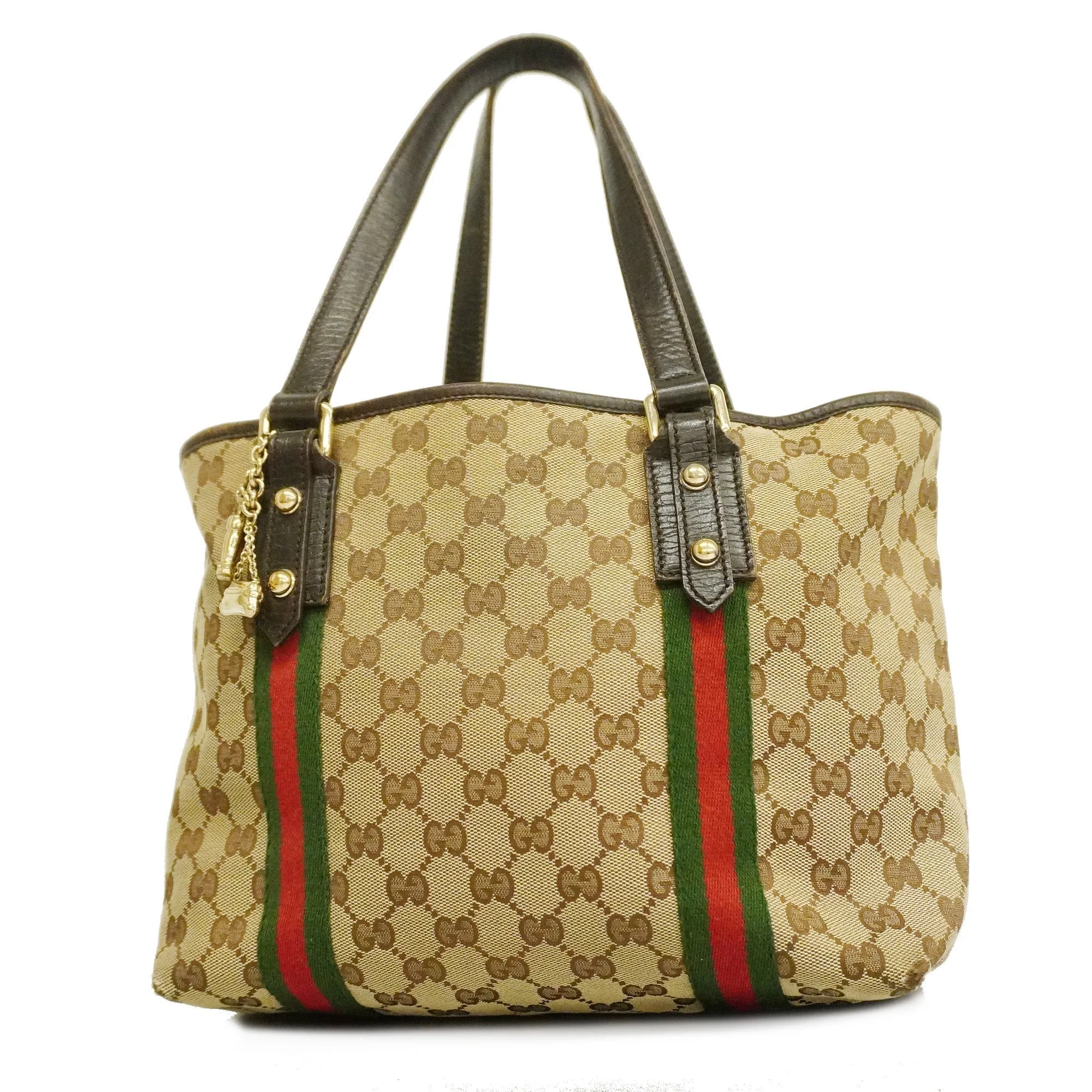 GUCCI  Sherry Line 137396 Women's GG Canvas,Leather Tote Bag Beige,Brown