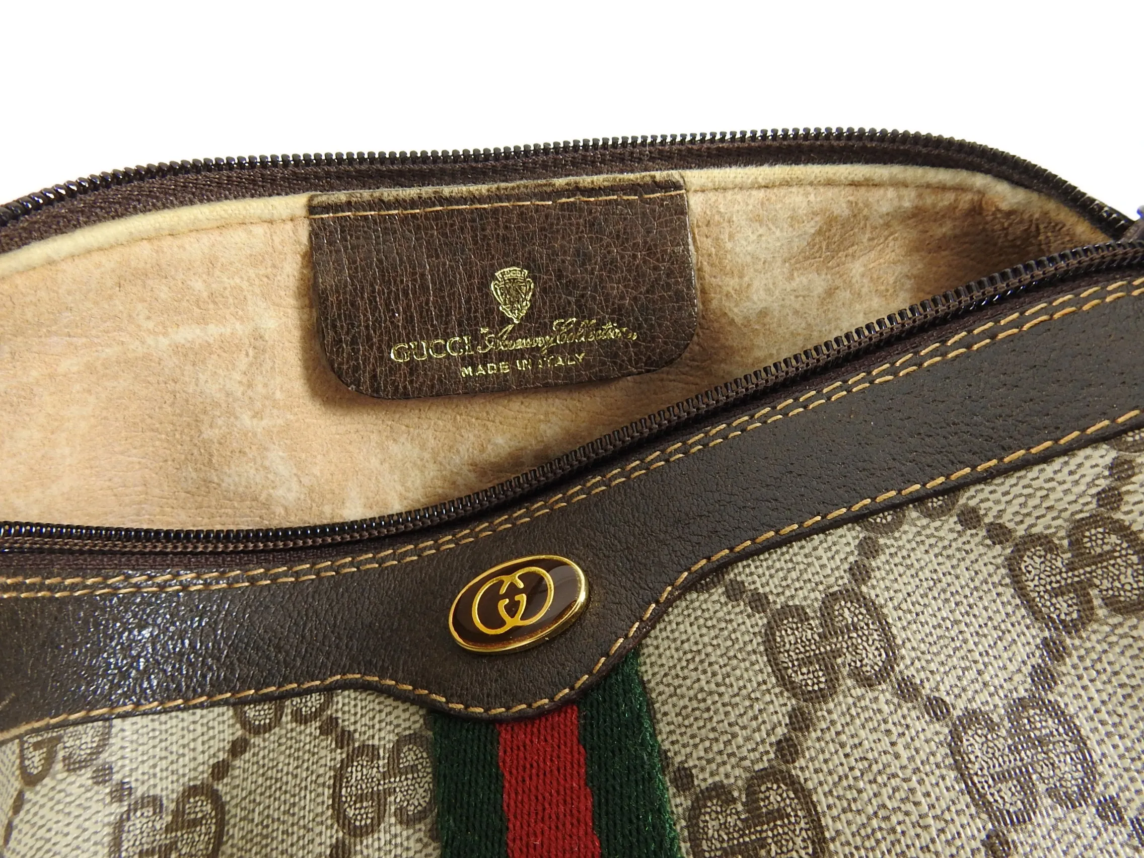 Gucci Vintage 1980’s Brown Monogram Canvas Shoulder Bag