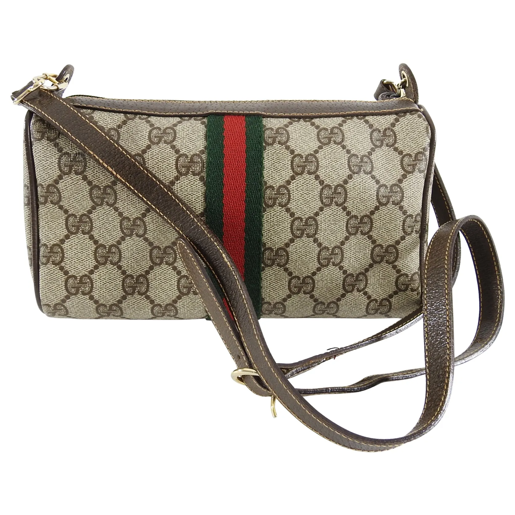 Gucci Vintage 1980’s Brown Monogram Canvas Shoulder Bag