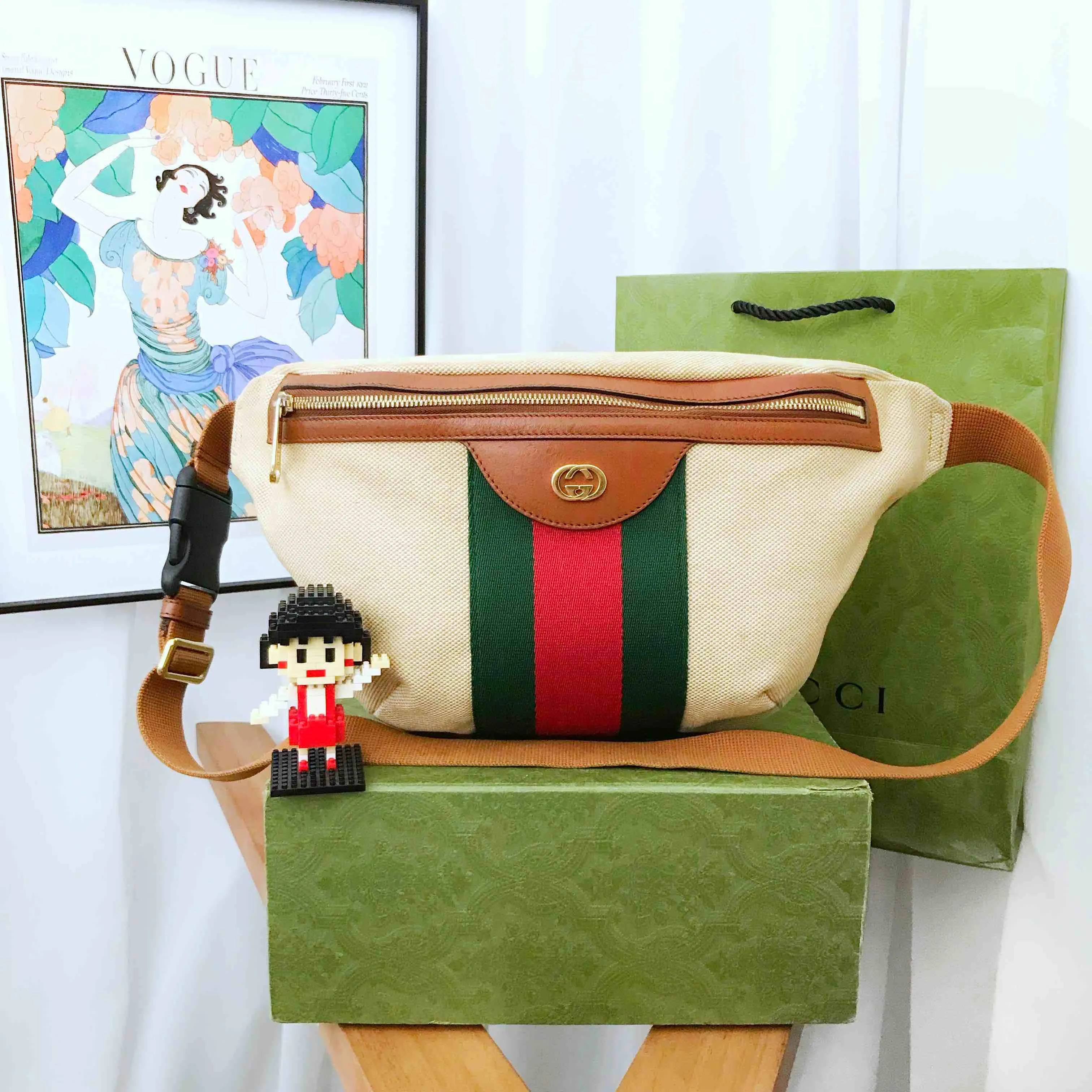 Gucci Vintage Beige Canvas Belt Bag