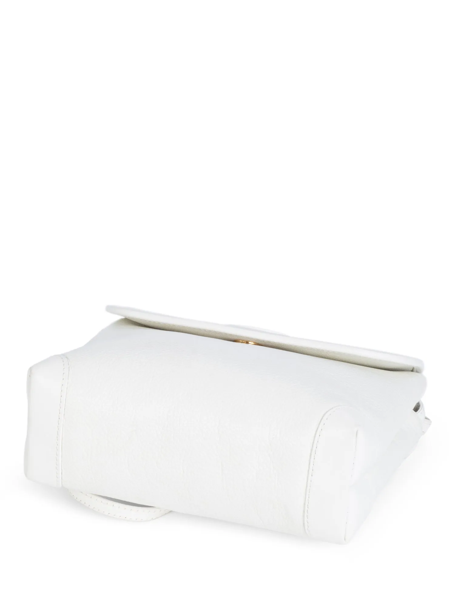 Gucci Vintage GG Logo Leather Messenger Flap Bag White