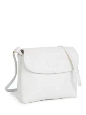 Gucci Vintage GG Logo Leather Messenger Flap Bag White