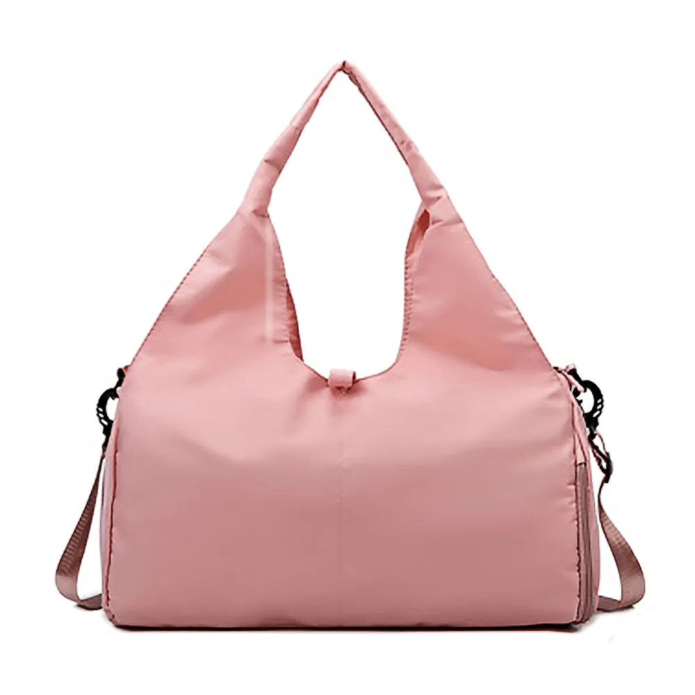 Gym Tote Bag with Shoe Compartment for Women Travel Duffel Bag Yoga Mat Holder Pink
